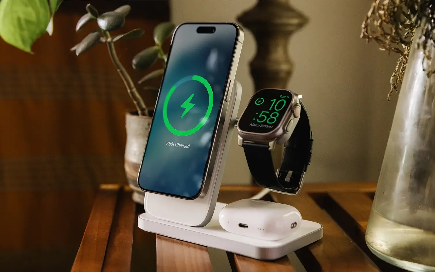 Charge iPhone Apple Watch and AirPods Simultaneously With Nomads Stand One