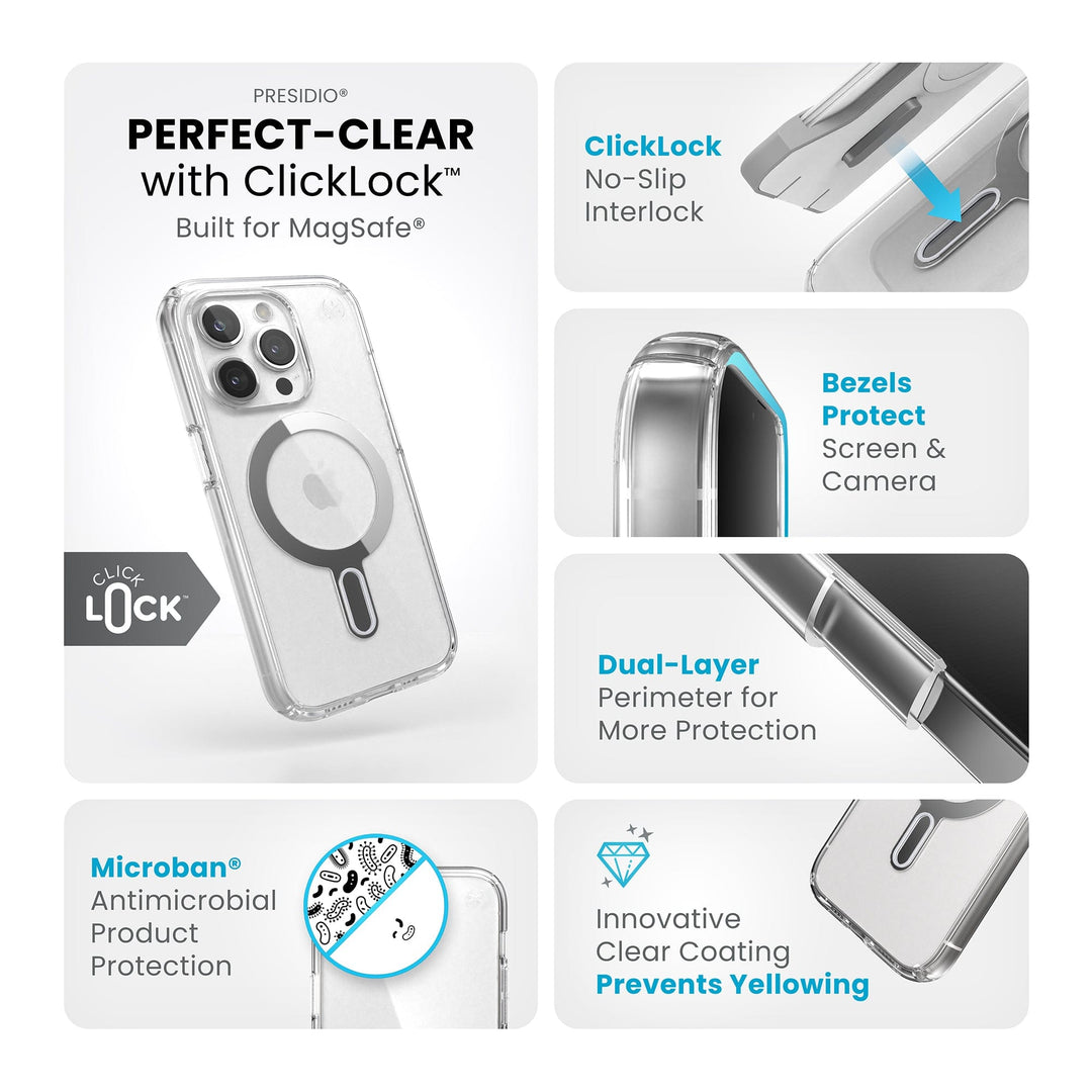 speck presidio perfect clear magsafe with clicklock iphone 15 pro cases iphone 15 pro phone case